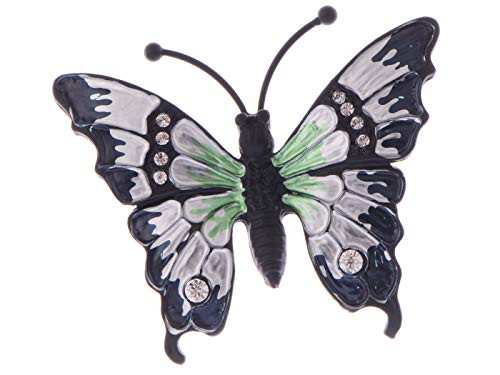 Alilang Black Tone Clear Crystal Rhinestones Multicolored Enamels Butterfly Insect Brooch Pin Alilang Black Tone Clear Crystal Rhinestones Multicolored Enamels Butterfly Insect Brooch Pin