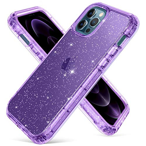 Hekodonk Compatible with iPhone 12 Case iPhone 12 Pro CaseClear Design Glitter TPU Bumper Protective Silicone Shockproof Flexible Anti-Scratch Cover for Apple iPhone 1212 Pro 6_1 2020 Bling Purple