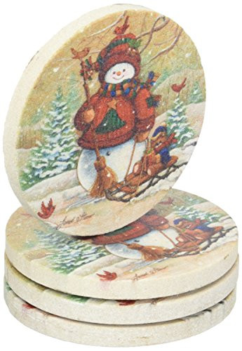 Thirstystone TSQS2 Thirstystone Set of 4 Sandstone Coasters - Snow Pals