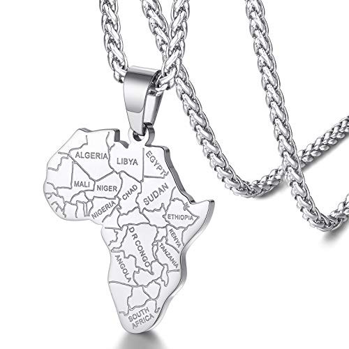 FaithHeart Hip Hop Jewelry African Map Pendant Necklace Stainless Steel Statement Africa Jewelry for Men Women FaithHeart Hip Hop Jewelry African Map Pendant Necklace Stainless Steel Statement Africa Jewelry for Men Women
