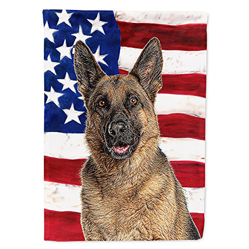 Carolines Treasures KJ1159GF USA American Flag with German Shepherd Flag Garden Size Small Multicolor