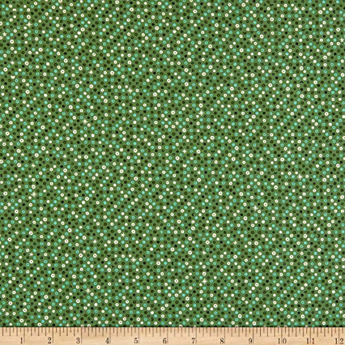 CottonSteel Waku Waku Christmas Sequins Green Quilt Fabric By The Yard