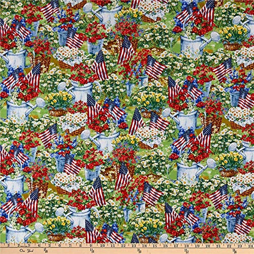 Timeless Treasures Patriotic Garden Multi Quilt Fabric