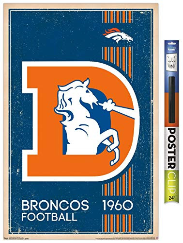 Trends International NFL Denver Broncos - Retro Logo 14 Wall Poster 22_375 x 34 Poster  and  Clip Bundle