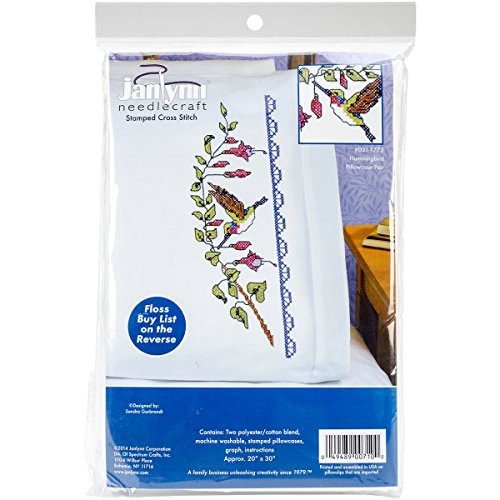Janlynn Hummingbird Pillowcase Pair Stamped Cross Stitch 20 by 30-Inch