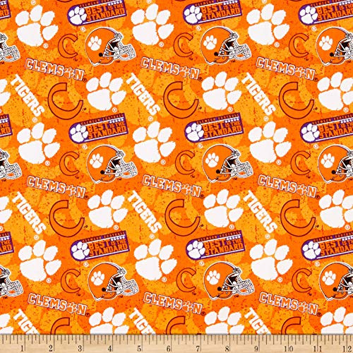 Sykel Enterprises NCAA- Clemson 1178 Tone on Tone OrangePurpleWhite Fabric by the Yard Sykel Enterprises NCAA- Clemson 1178 Tone on Tone OrangePurpleWhite Fabric by the Yard