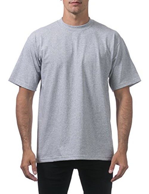 Pro Club Mens Heavyweight Cotton Short Sleeve Crew Neck T-Shirt Heather Gray X-Large