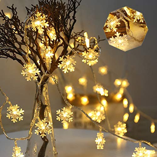 Christmas Snowflake Lights16_9ft 40LED Waterproof Fairy String Lights for XmasGardenPatioBedroomPartyBirthdayIndoor  and Outdoor Decoration Celebration Lighting Battery-Operated_ Warm White Christmas Snowflake Lights16_9ft 40LED Waterproof Fairy String Lights for XmasGardenPatioBedroomPartyBirthdayIndoor  and Outdoor Decoration Celebration Lighting Battery-Operated_ Warm White