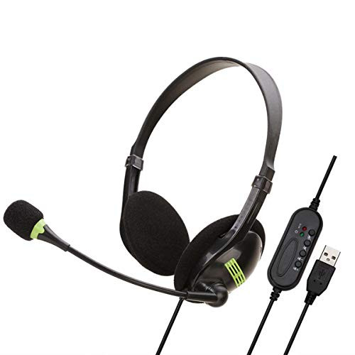 OhhGo USB Headset with Microphone On Ear Headphone with Mic Switch Volume Control for Desktop PC Laptop