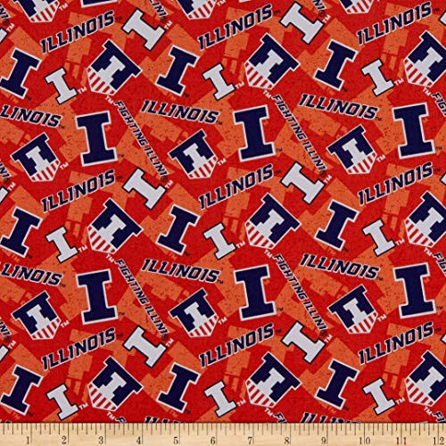 NCAA Illinois Fighting Illini Tone on Tone Cotton Quilt Fabric By The Yard