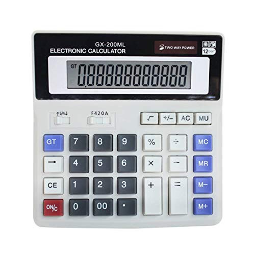 12 Digit Electronic Desktop Calculator Keyboard Keys Large Display Solar Battery Dual Power Basic Office Calculator
