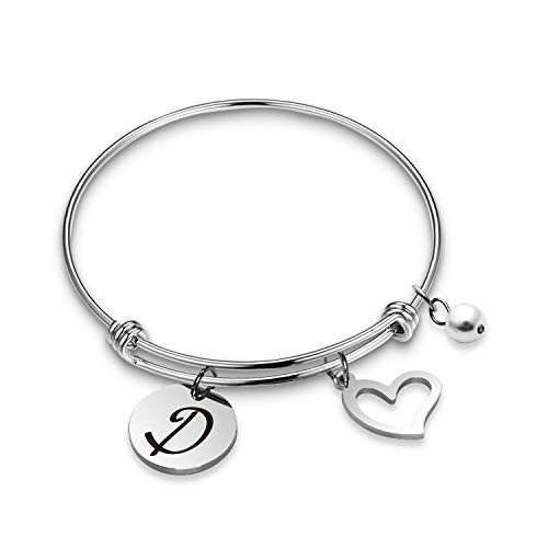 WENATA Initial Charm Bracelet Letters Bracelet Name Bracelet Memory Bracelet Initial Bangle Bracelet Inspirational Jewelry Gifts for her WENATA Initial Charm Bracelet Letters Bracelet Name Bracelet Memory Bracelet Initial Bangle Bracelet Inspirational Jewelry Gifts for her