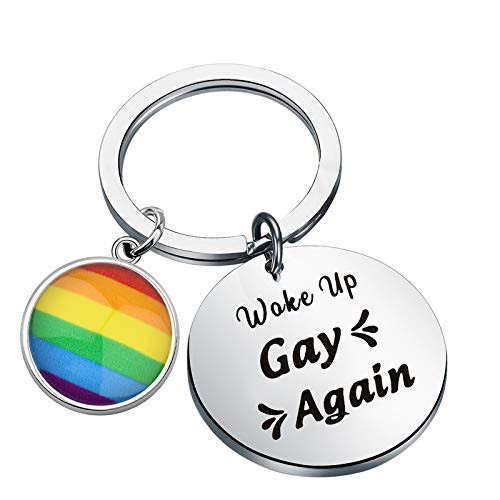 PENQI Gay Lesbian Pride Gift Pride Rainbow Charm Keychain Gift Woke Up Gay Again LGBT Gay Pride Jewelry Gift K Gay Again PENQI Gay Lesbian Pride Gift Pride Rainbow Charm Keychain Gift Woke Up Gay Again LGBT Gay Pride Jewelry Gift K Gay Again