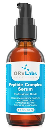Peptide Complex SerumCollagen Booster for the Face with Hyaluronic Acid and Chamomile Extract - Anti Aging Peptide Serum Reduces Wrinkles Heals and Repairs Skin - Tightening Effect - 1 fl oz