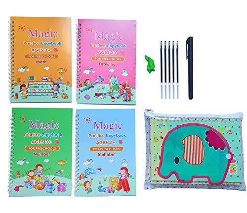 English Magic Practice Copybook Handwriting Practice Books for Kids Reusable Copybook Package Alphabet and Numbers?with Pen?