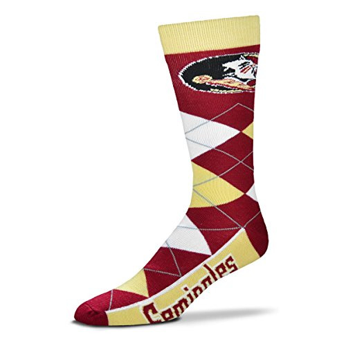 For Bare Feet NCAA Argyle Lineup Crew Socks Florida State Seminoles One Size Fits Most
