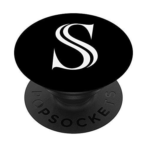 Letter S PopSocket Grip S Initial Monogram Style White Black PopSockets PopGrip Swappable Grip for Phones  and  Tablets