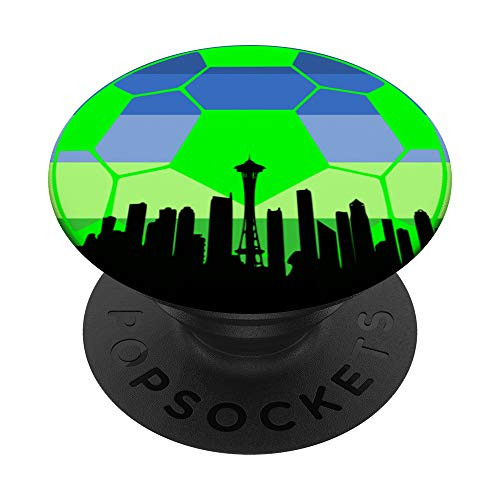 Seattle WA City Skyline Soccer fan Soccer ball PopSockets Grip and Stand for Phones and Tablets