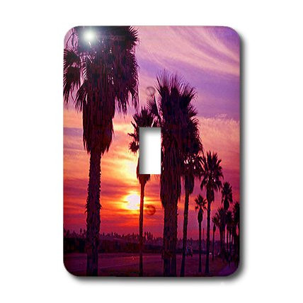 3dRose lsp_26246_1 Huntington Beach Boardwalk Sunset Toggle Switch Multi-Color