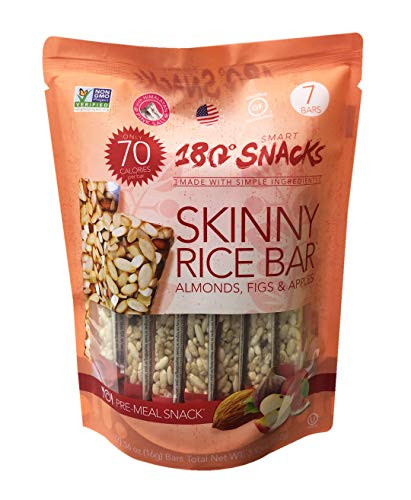 180 Snacks Skinny Almond and Rice Bar with Himalayan Salt 2 Pack Fig  and  Apples