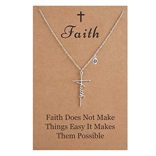 Faith Cross Necklace Faith Initial 
