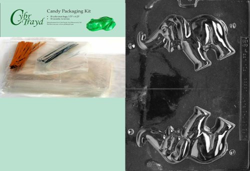 Cybrtrayd MdK50-A096 3D Elephant Animal Chocolate Candy Mold with Packaging Kit