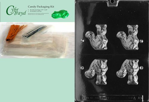 Cybrtrayd MdK50-A090 3D Squirrel Animal Chocolate Candy Mold with Packaging Kit