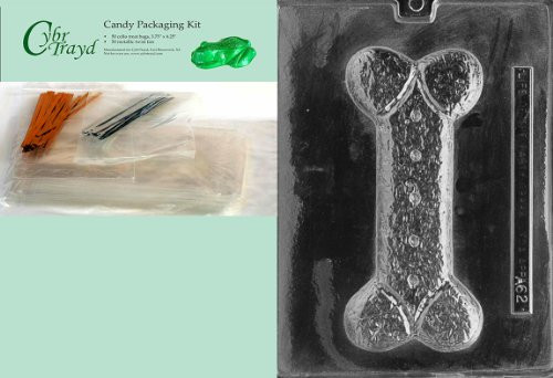 Cybrtrayd MdK50-A062 Dog Bone Animal Chocolate Candy Mold with Packaging Kit
