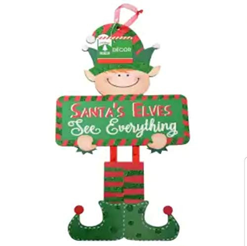 Holiday Christmas Decoration Decor Decorations Home Office Classroom Elf Ensemble de Papeterie Festive Elf Decorative Wall Hanging Sign ~ Santas Elves See Everything Holiday Christmas Decoration Decor Decorations Home Office Classroom Elf Ensemble de Papeterie Festive Elf Decorative Wall Hanging Sign ~ Santas Elves See Everything