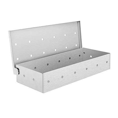 TRENDBOX Stainless Steel Smoker Box for Wood Chips Top Meat Smokers Box in Barbecue Grilling Accessories Add Smokey BBQ Flavor on Gas Grill or Charcoal Grills TRENDBOX Stainless Steel Smoker Box for Wood Chips Top Meat Smokers Box in Barbecue Grilling Accessories Add Smokey BBQ Flavor on Gas Grill or Charcoal Grills