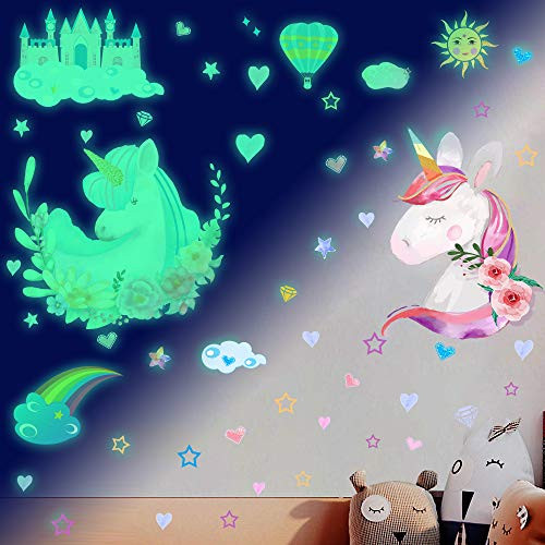 Glow in The Dark Stars Unicorn Wall Decal for Girls Bedroom Unicorn Room Decor for Girls BedroomUnicorn Wall Stickers for Kids