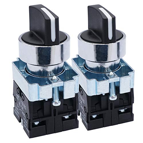 TWTADE  2Pcs 22mm 2 NO 3 - Positions Maintained Latching Rotary Select Selector Switch 440V 10A Quality Assurance for 3 Years XB2-20X31