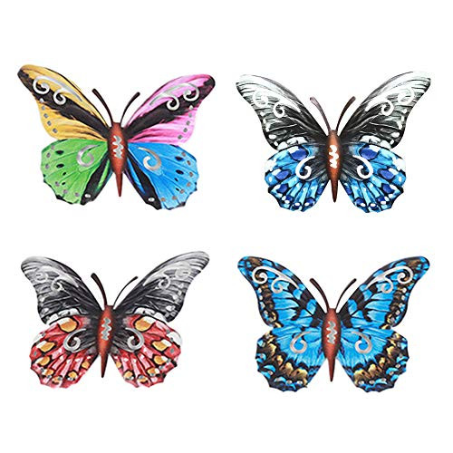 CALIDAKA 4Pack 3D Metal Butterfly Wall Art Decor Colorful Garden Wall Sculptures Inspirational Wall Decor Sculpture Hanging Indoor Outdoor for Patio Garden Backyard Home Bedroom CALIDAKA 4Pack 3D Metal Butterfly Wall Art Decor Colorful Garden Wall Sculptures Inspirational Wall Decor Sculpture Hanging Indoor Outdoor for Patio Garden Backyard Home Bedroom