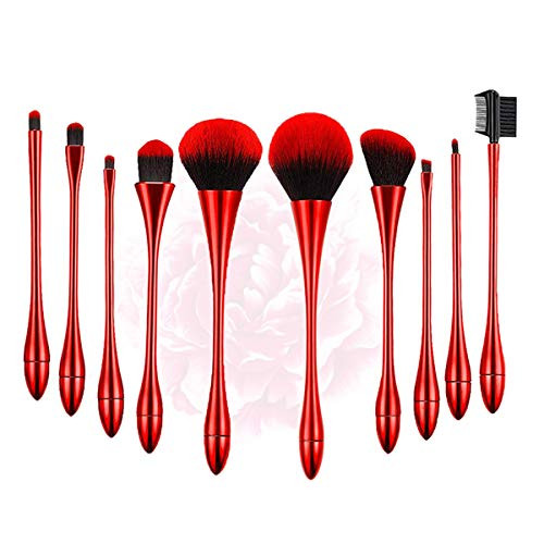 Makeup Brush Set JUNHCZOY 10Pcs Premium Synthetic Kabuki Brush Cosmetics Foundation Concealers Powder Blush Blending Face Eye Shadows Red Brush Sets red Makeup Brush Set JUNHCZOY 10Pcs Premium Synthetic Kabuki Brush Cosmetics Foundation Concealers Powder Blush Blending Face Eye Shadows Red Brush Sets red