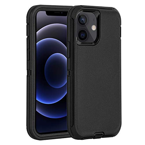 Weiofir Case Compatible with iPhone 12 Mini Heavy Duty Shockproof Drop-Proof Triple Layer Defense Cover Compatible with iPhone 12 Mini 5_4 5G 2020 Black