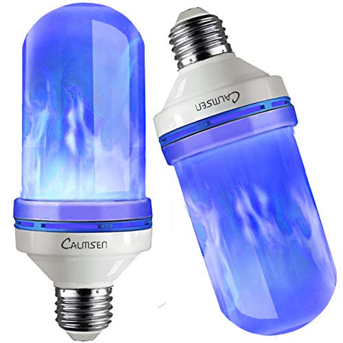 LED Flame Effect Light Bulbs Calmsen E26 E27 Blue Flickering Fire Light Bulbs with 4 Modes 3W Flame Bulb for Christmas Home Decor Party Restaurant Outdoor - 2 Pack 