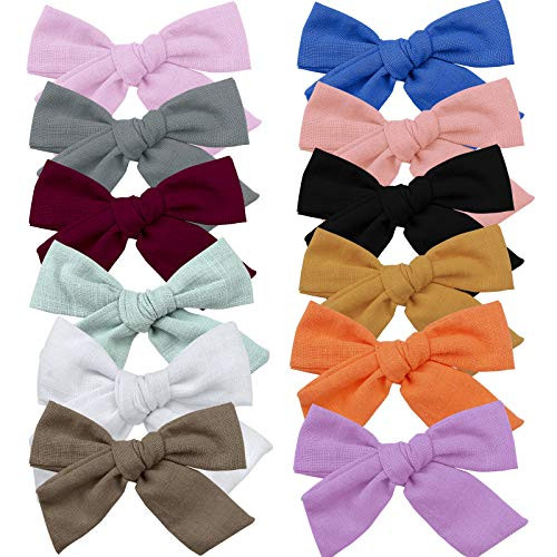 Baby Girl Hair Clips Bow Clips Barrettes Vikedi 12Pcs Bows Barrettes Fully Lined Hair Clips Fully Lined Alligator Clips Hair Bows Handmade Hair Accessories for Little Girls Babies Toddler Kids