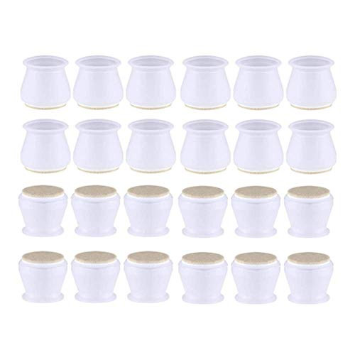 24 Pcs Silicone Chair Leg Floor Protectors Furniture Pads for Hardwood Floors with Felt Pads Chair Leg Caps Silicon Furniture Leg Feet Protection Cover for Preventing Scratches and Noise