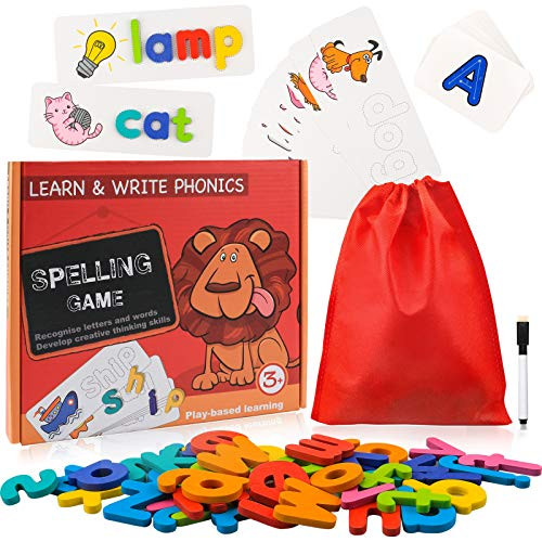 MAGIC-ZONE Educational Toys for 2 Year Old Girls Alphabet Flash Cards for 2 3 4 Year Old Boy Gifts Wooden Letters Montessori Toys for Toddlers 1-3 Sight Word Games for Kindergarten Homeschool