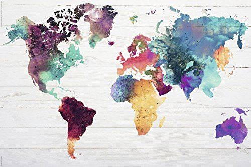 Merchandise 24/7 World map Poster The World in Watercolours (36"x24")