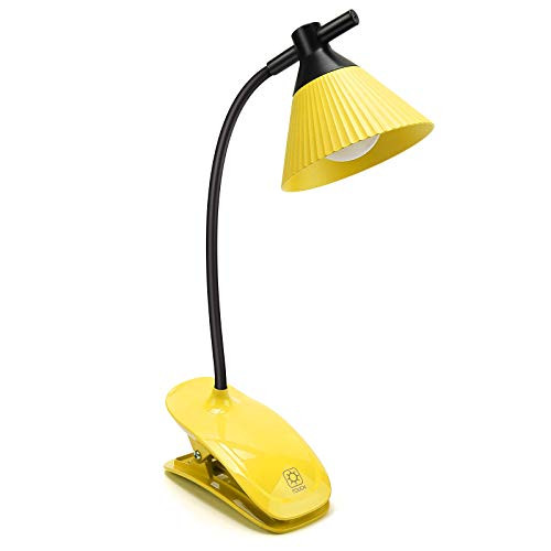 ROCOD Led Lampshade Clip Reading Book Light Reading Light Rechargeable Book Light for Reading in Bed Eye Protection LED Reading Lamp Clip On Light Clamp Light Bed LampDesk lamp Yellow