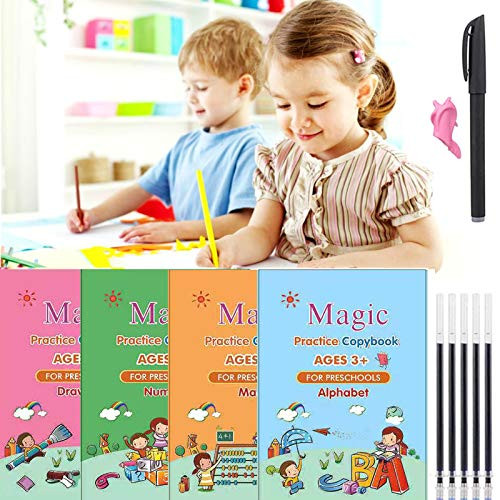 4Pcs Calligraphy Copybook Sank Magic Practice Copy Book Magic Calligraphy That Can Be Reused Handwriting Copybook Set for Kids Style 2