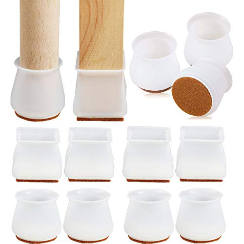 LAVIANA 24PCS Chair Legs Floor Protectors with Felt Pads Chair Leg Caps Furniture Silicon Protection Cover Anti Scratch Floor Protector for Furniture Table Feet Protect Hardwood Floor