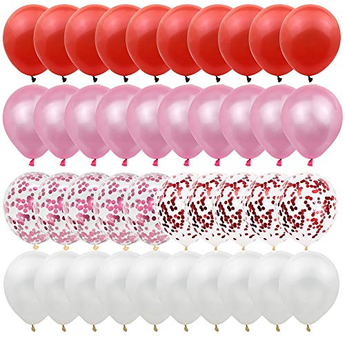 80 Pieces Valentines Day Balloons Party Decoration Supplies - Red Pink White Heart Balloons Kit for Valentines Wedding Engagement Party Decorations