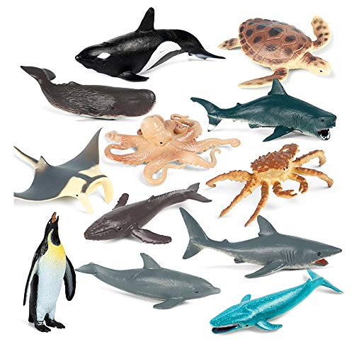 KUKIFUN Sea Animal Cake Toppers 12PCS Sea Creatures Toys Set Shark Whale and Dolphin Animal Figurines Children Mini Sea Creature Toys_Sea Animal Cupcake Toppers for Kids Birthday Decoration KUKIFUN Sea Animal Cake Toppers 12PCS Sea Creatures Toys Set Shark Whale and Dolphin Animal Figurines Children Mini Sea Creature Toys_Sea Animal Cupcake Toppers for Kids Birthday Decoration