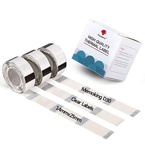 Clear Thermal Label- Label Maker Paper Transparent Label Thermal Printer Paper Self-Adhesive 14x25mm0_55x0_98in for Jar Name Price Storage Compatible with MemokingPhomemo D30 Printer 3 Rolls