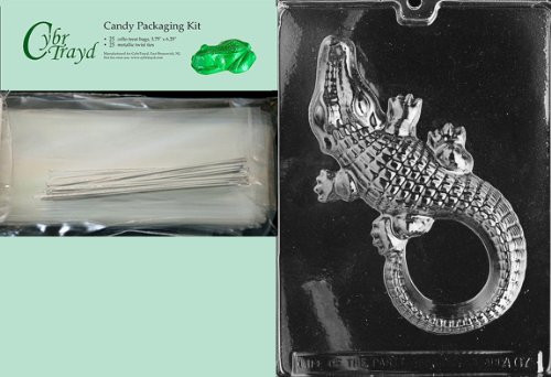 Cybrtrayd MdK25S-A067 Large Alligator Animal Chocolate Candy Mold with Packaging Kit