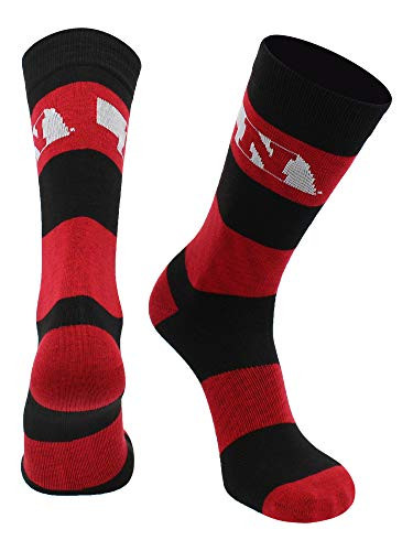TCK Nebraska Cornhuskers Game Day Striped Socks RedBlack Large