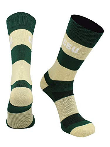 TCK CSU Colorado State Rams Game Day Striped Socks GreenGold Large