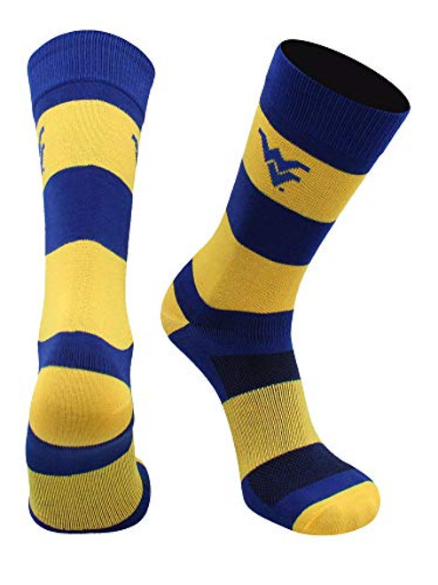TCK West Virginia Mountaineers Game Day Striped Socks BlueGold Large TCK West Virginia Mountaineers Game Day Striped Socks BlueGold Large